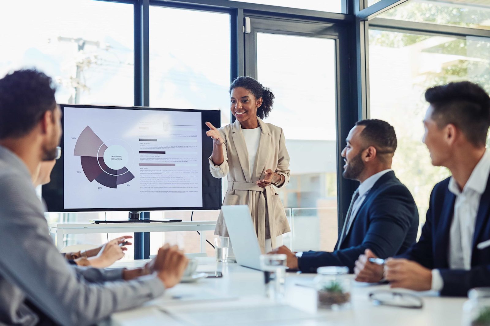 woman giving financial presentation